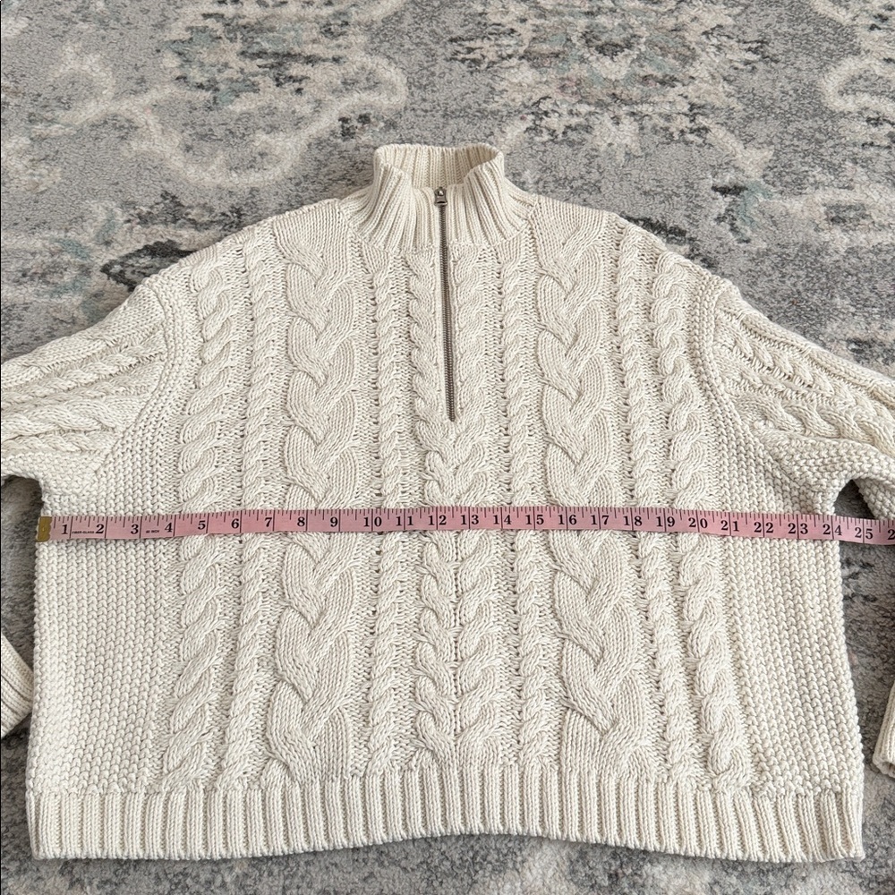 Jenni Kayne Cotton Cable-Knit Zip Sweater Chunky - Picture 6 of 11